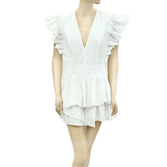 ULLA JOHNSON Tessa Floral Embroidered Poplin Mini Dress Ruffled size 2 - Picture 3 of 7